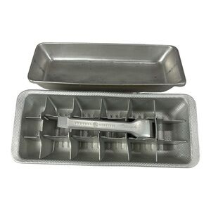 Vintage General Electric GE Mini Cube Aluminum Metal Ice Cube Trays  W/ Handle